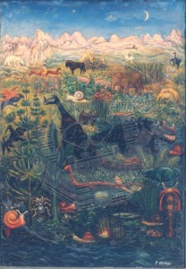 Höings , Friedrich KS 46 1908 Lippstadt 1978 Phantastische Welt Malerei, Ölgemälde um 1938 73,5x52,5 85x64,5 Landschaft, Flora und Fauna der Welt, Landschaft 