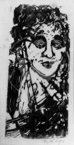 Höings , Friedrich KS 274 1908 Lippstadt - 1978 o.T. Grafik, Linolschnitt 1950er Jahre 22,5x12,5 31x22,5 Frauenbüste frontal, Darstellung 14,2x6,6cm Figur 